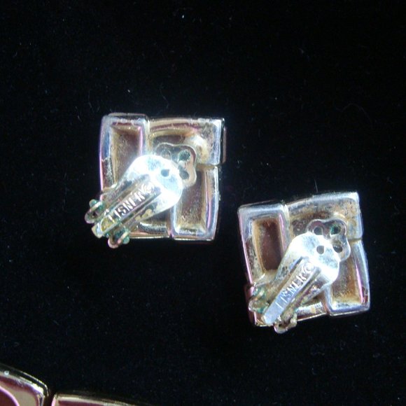 Vintage Lisner Brown Gold Tone Thermoset Jewelry Set Necklace Bracelet Earrings - Picture 10 of 10